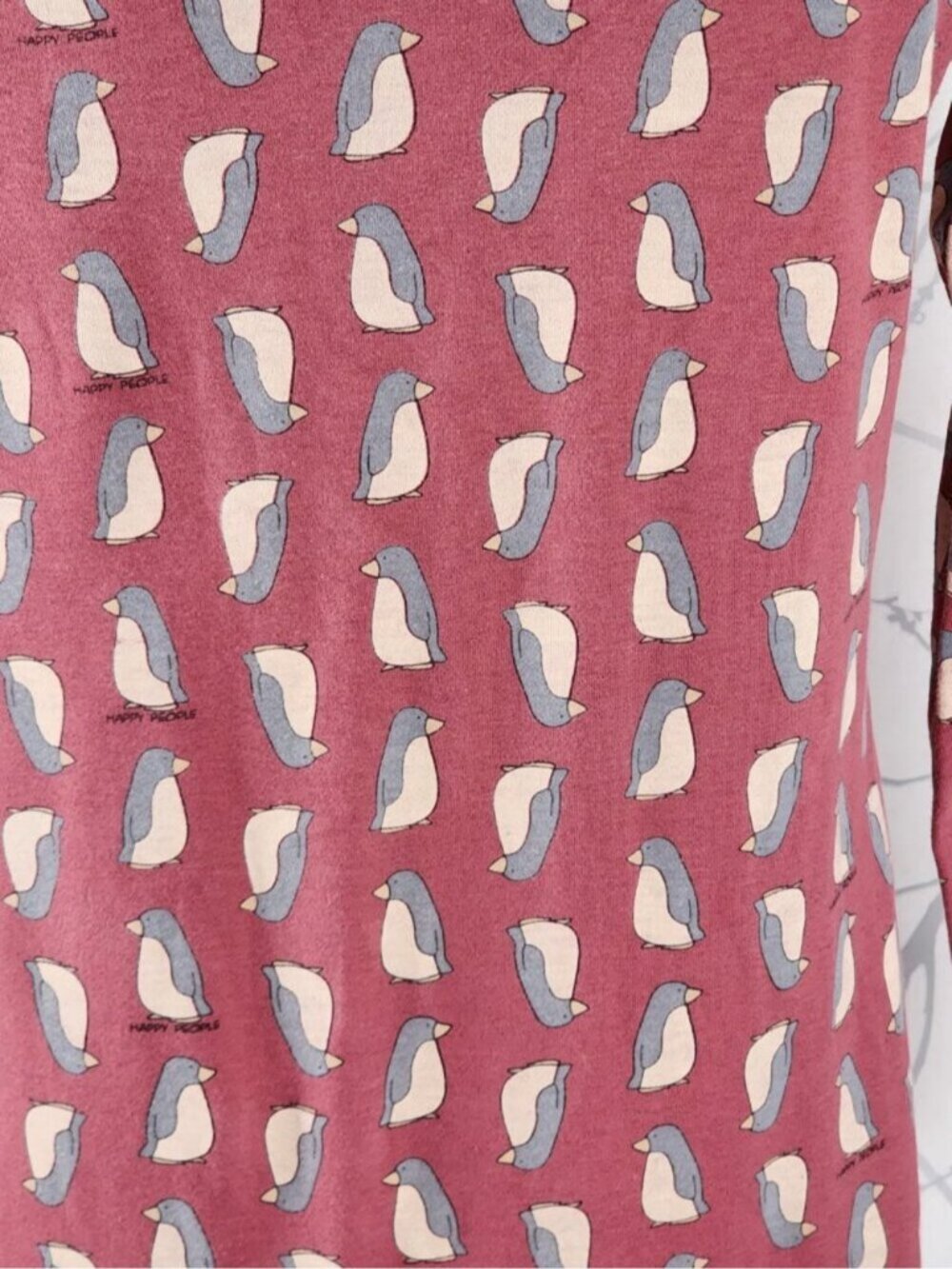 Happy People Red Penguins Print Cotton Jersey Button Front Shirt Dress - Picture 5 of 7